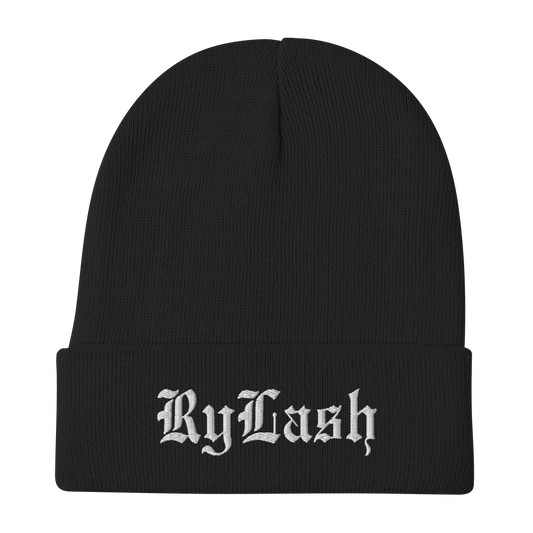 RyLash Black Embroidered Beanie